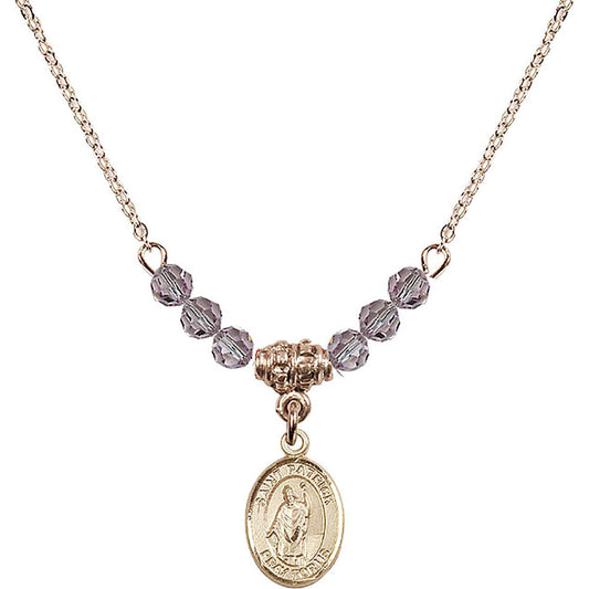 14kt Gold Filled Saint Patrick Birthstone Necklace with Light Amethyst Beads - 9084