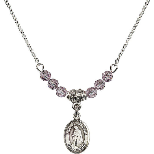 Sterling Silver Saint Juan Diego Birthstone Necklace with Light Amethyst Beads - 9111
