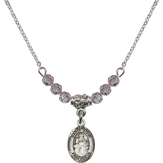 Sterling Silver Maria Stein Birthstone Necklace with Light Amethyst Beads - 9133