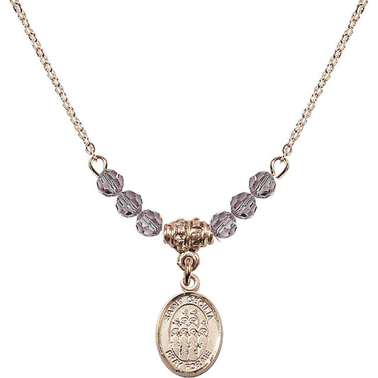 14kt Gold Filled Saint Cecilia / Choir Birthstone Necklace with Light Amethyst Beads - 9180