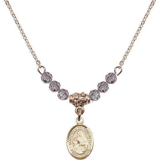 14kt Gold Filled Madonna del Ghisallo Birthstone Necklace with Light Amethyst Beads - 9203