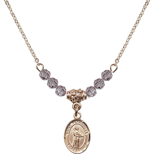 14kt Gold Filled Saint Petronille Birthstone Necklace with Light Amethyst Beads - 9209