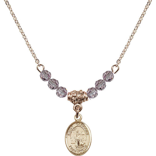 14kt Gold Filled Saint Germaine Cousin Birthstone Necklace with Light Amethyst Beads - 9211