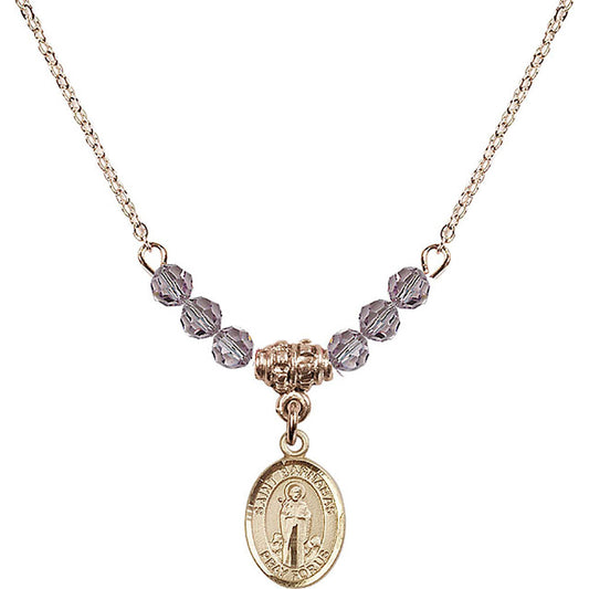 14kt Gold Filled Saint Barnabas Birthstone Necklace with Light Amethyst Beads - 9216