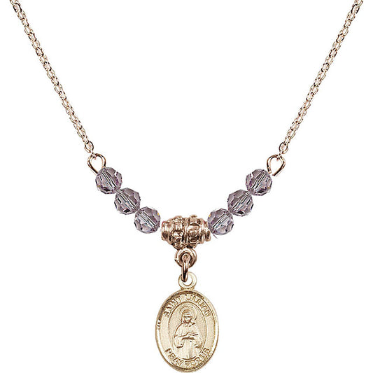 14kt Gold Filled Saint Lillian Birthstone Necklace with Light Amethyst Beads - 9226
