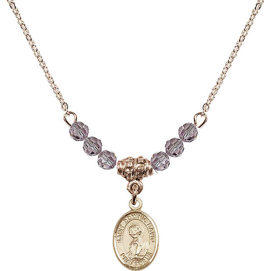 14kt Gold Filled Saint Dominic Savio Birthstone Necklace with Light Amethyst Beads - 9227