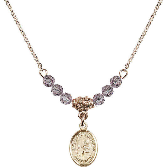14kt Gold Filled Saint John of the Cross Birthstone Necklace with Light Amethyst Beads - 9231