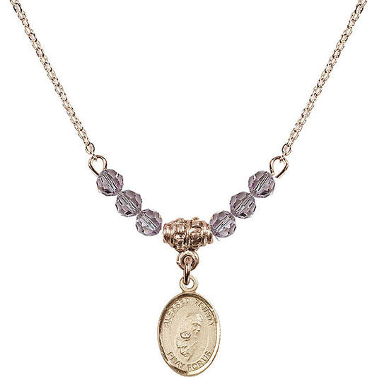 14kt Gold Filled Blessed Trinity Birthstone Necklace with Light Amethyst Beads - 9249