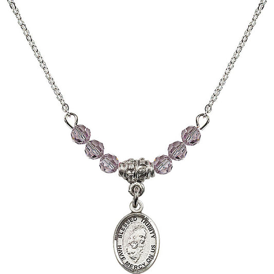 Sterling Silver Blessed Trinity Birthstone Necklace with Light Amethyst Beads - 9249