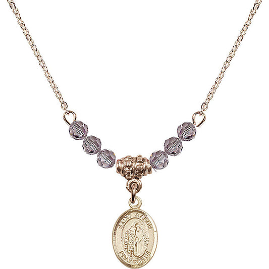 14kt Gold Filled Saint Aaron Birthstone Necklace with Light Amethyst Beads - 9254