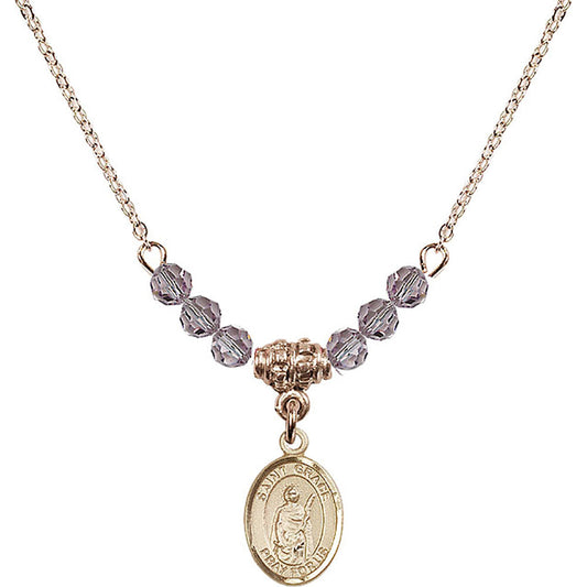 14kt Gold Filled Saint Grace Birthstone Necklace with Light Amethyst Beads - 9255