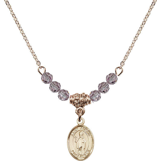 14kt Gold Filled Saint Austin Birthstone Necklace with Light Amethyst Beads - 9256