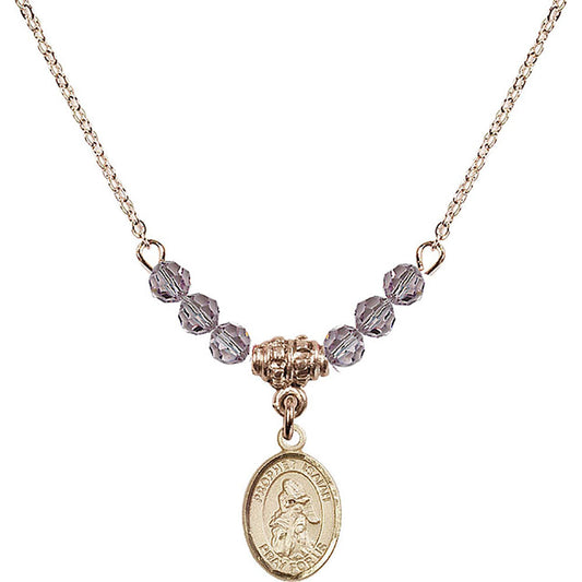 14kt Gold Filled Saint Isaiah Birthstone Necklace with Light Amethyst Beads - 9258