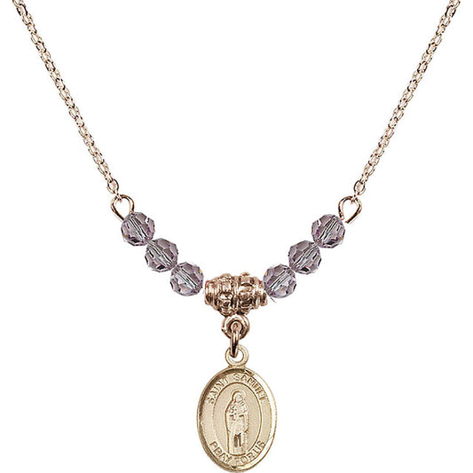 14kt Gold Filled Saint Samuel Birthstone Necklace with Light Amethyst Beads - 9259
