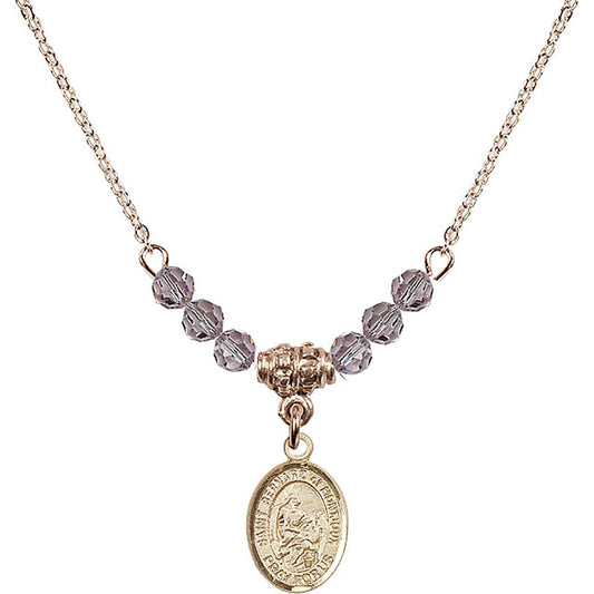 14kt Gold Filled Saint Bernard of Montjoux Birthstone Necklace with Light Amethyst Beads - 9264
