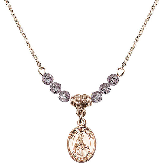 14kt Gold Filled Saint Remigius of Reims Birthstone Necklace with Light Amethyst Beads - 9274