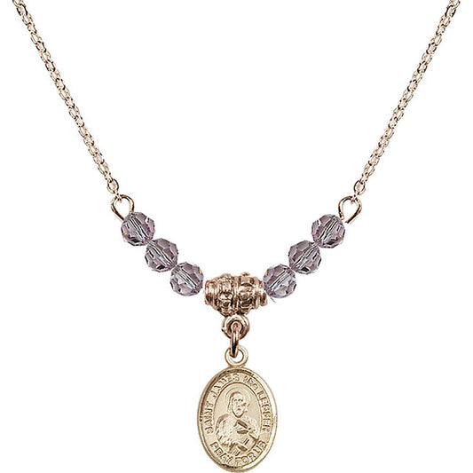 14kt Gold Filled Saint James the Lesser Birthstone Necklace with Light Amethyst Beads - 9277