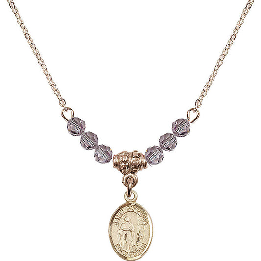 14kt Gold Filled Saint Susanna Birthstone Necklace with Light Amethyst Beads - 9280