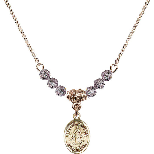 14kt Gold Filled Blessed Karolina Kozkowna Birthstone Necklace with Light Amethyst Beads - 9283