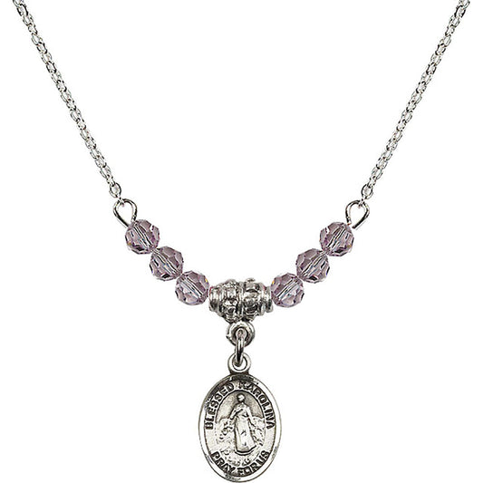 Sterling Silver Blessed Karolina Kozkowna Birthstone Necklace with Light Amethyst Beads - 9283