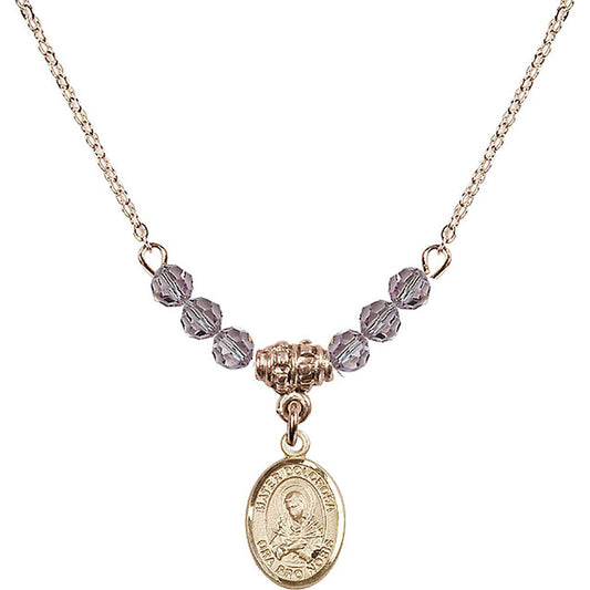 14kt Gold Filled Mater Dolorosa Birthstone Necklace with Light Amethyst Beads - 9290