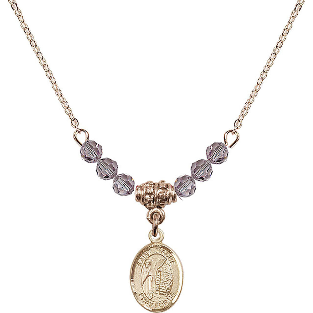 14kt Gold Filled Saint Fiacre Birthstone Necklace with Light Amethyst Beads - 9298
