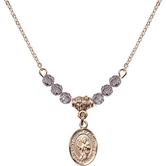 14kt Gold Filled Saint Joseph of Arimathea Birthstone Necklace with Light Amethyst Beads - 9300