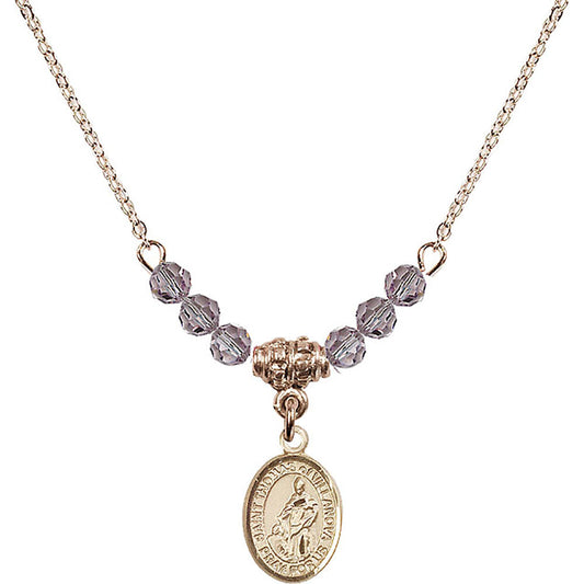 14kt Gold Filled Saint Thomas of Villanova Birthstone Necklace with Light Amethyst Beads - 9304