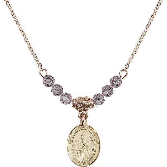 14kt Gold Filled Saint Finnian of Clonard Birthstone Necklace with Light Amethyst Beads - 9308