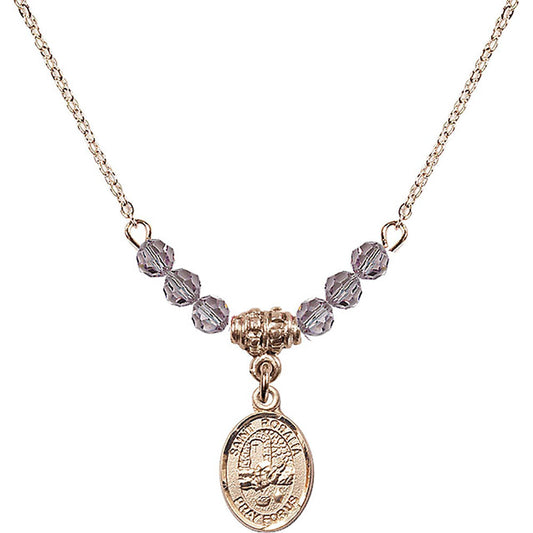 14kt Gold Filled Saint Rosalia Birthstone Necklace with Light Amethyst Beads - 9309