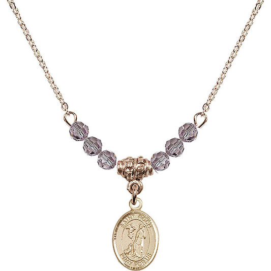 14kt Gold Filled Saint Roch Birthstone Necklace with Light Amethyst Beads - 9310