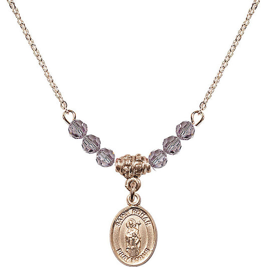 14kt Gold Filled Saint Ronan Birthstone Necklace with Light Amethyst Beads - 9315