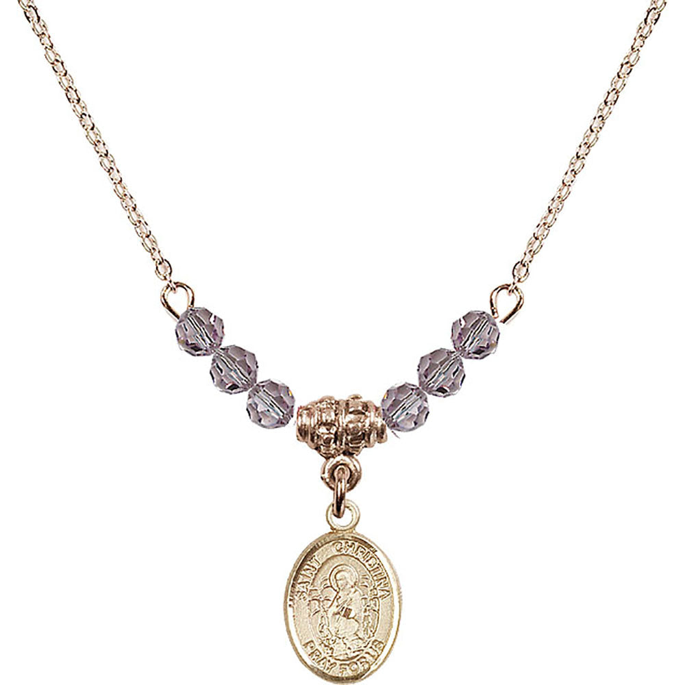 14kt Gold Filled Saint Christina the Astonishing Birthstone Necklace with Light Amethyst Beads - 9320