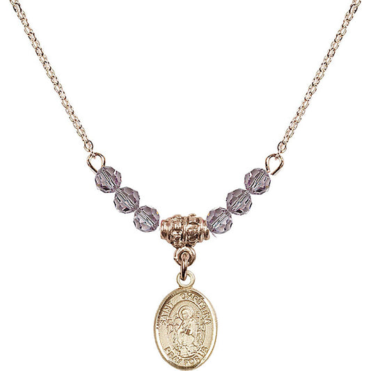 14kt Gold Filled Saint Christina the Astonishing Birthstone Necklace with Light Amethyst Beads - 9320