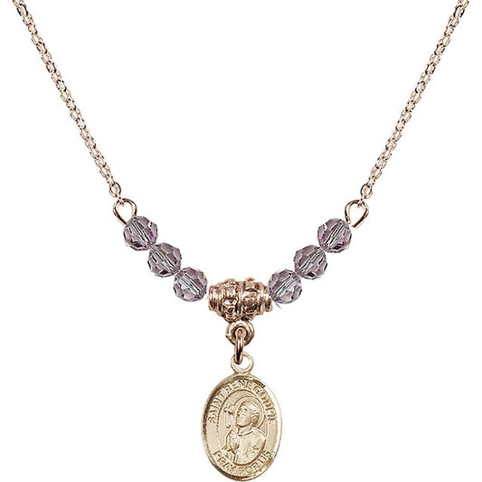 14kt Gold Filled Saint Rene Goupil Birthstone Necklace with Light Amethyst Beads - 9334