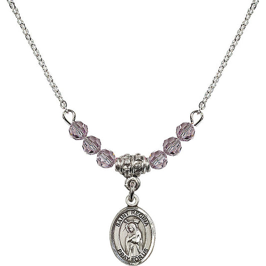 Sterling Silver Saint Regina Birthstone Necklace with Light Amethyst Beads - 9335