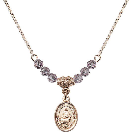 14kt Gold Filled Saint Catherine of Sweden Birthstone Necklace with Light Amethyst Beads - 9336