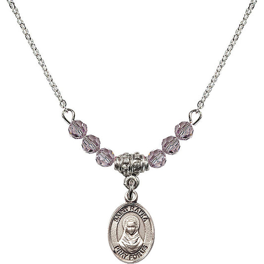 Sterling Silver Saint Rafka Birthstone Necklace with Light Amethyst Beads - 9338