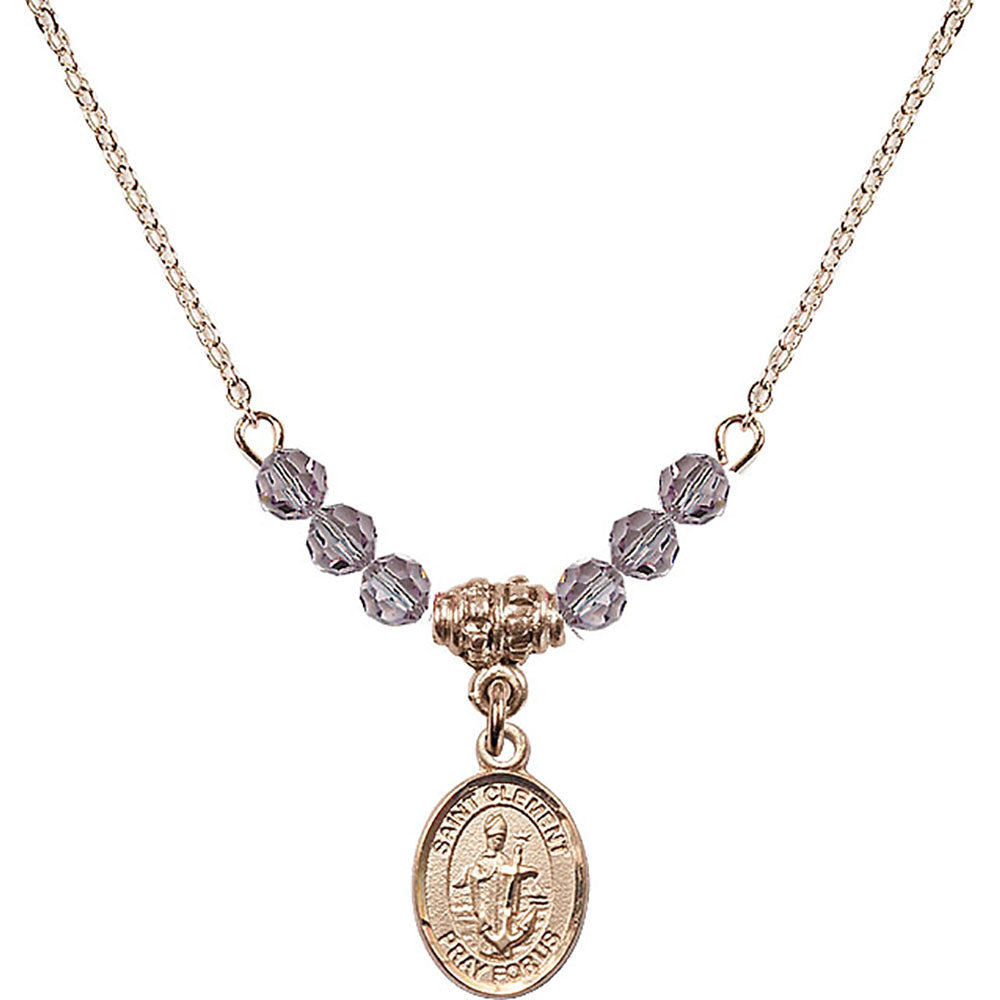 14kt Gold Filled Saint Clement Birthstone Necklace with Light Amethyst Beads - 9340