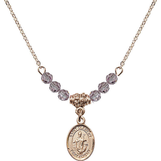 14kt Gold Filled Saint Clement Birthstone Necklace with Light Amethyst Beads - 9340