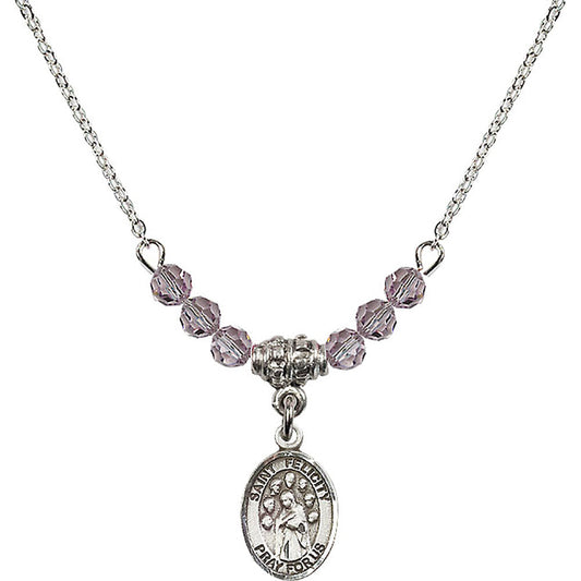 Sterling Silver Saint Felicity Birthstone Necklace with Light Amethyst Beads - 9341