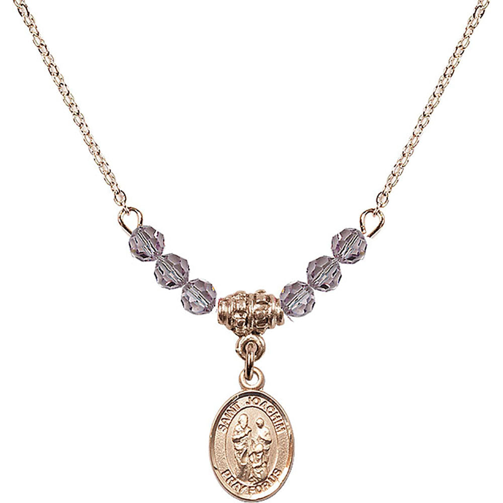 14kt Gold Filled Saint Joachim Birthstone Necklace with Light Amethyst Beads - 9348