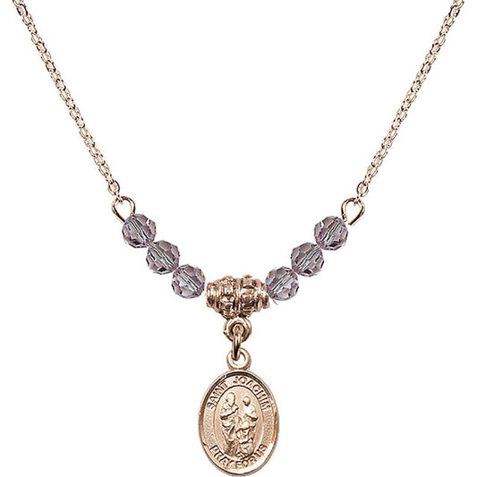 14kt Gold Filled Saint Joachim Birthstone Necklace with Light Amethyst Beads - 9348