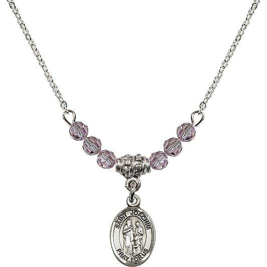 Sterling Silver Saint Joachim Birthstone Necklace with Light Amethyst Beads - 9348