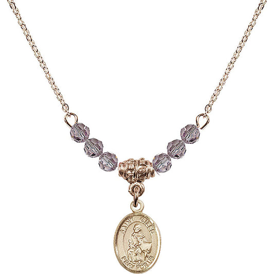14kt Gold Filled Saint Giles Birthstone Necklace with Light Amethyst Beads - 9349