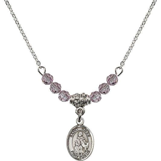 Sterling Silver Saint Giles Birthstone Necklace with Light Amethyst Beads - 9349