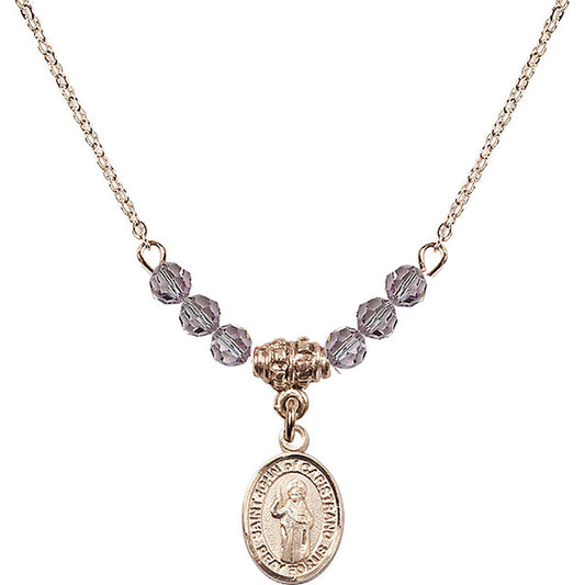 14kt Gold Filled Saint John of Capistrano Birthstone Necklace with Light Amethyst Beads - 9350