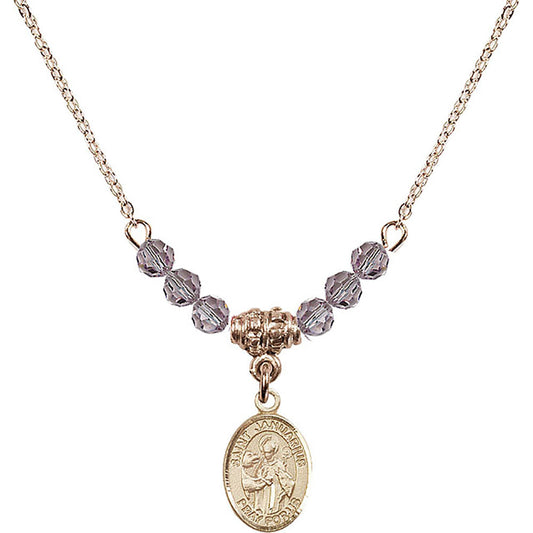 14kt Gold Filled Saint Januarius Birthstone Necklace with Light Amethyst Beads - 9351