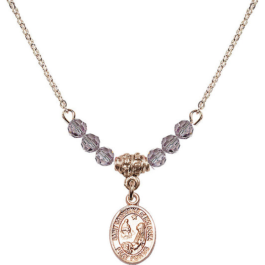 14kt Gold Filled Saint Catherine of Bologna Birthstone Necklace with Light Amethyst Beads - 9354