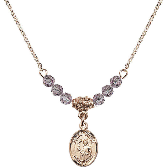 14kt Gold Filled Saint Dunstan Birthstone Necklace with Light Amethyst Beads - 9355